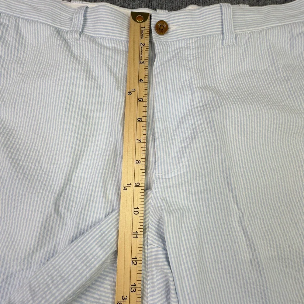 J.Crew‎ Shorts 36 Blue White Seersucker Striped Chino Preppy Coastal Vacation